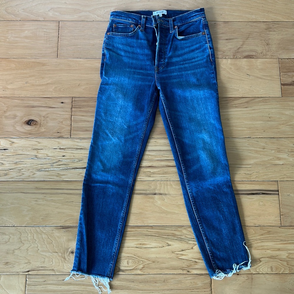 Re/done Comfort Stretch High Rise Ankle Crop - Royal Fade Sz:28